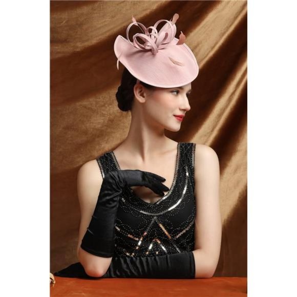 Fascinator Feather Tea Party Pillbox Derby Hat 2 Pink - Picture 3 of 7